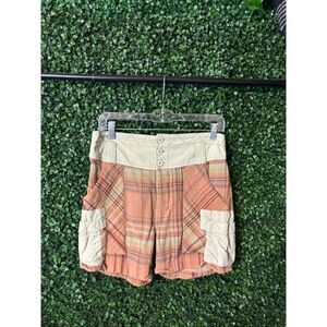 Free People High Rise Plaid Gauzy Shorts Sz 2